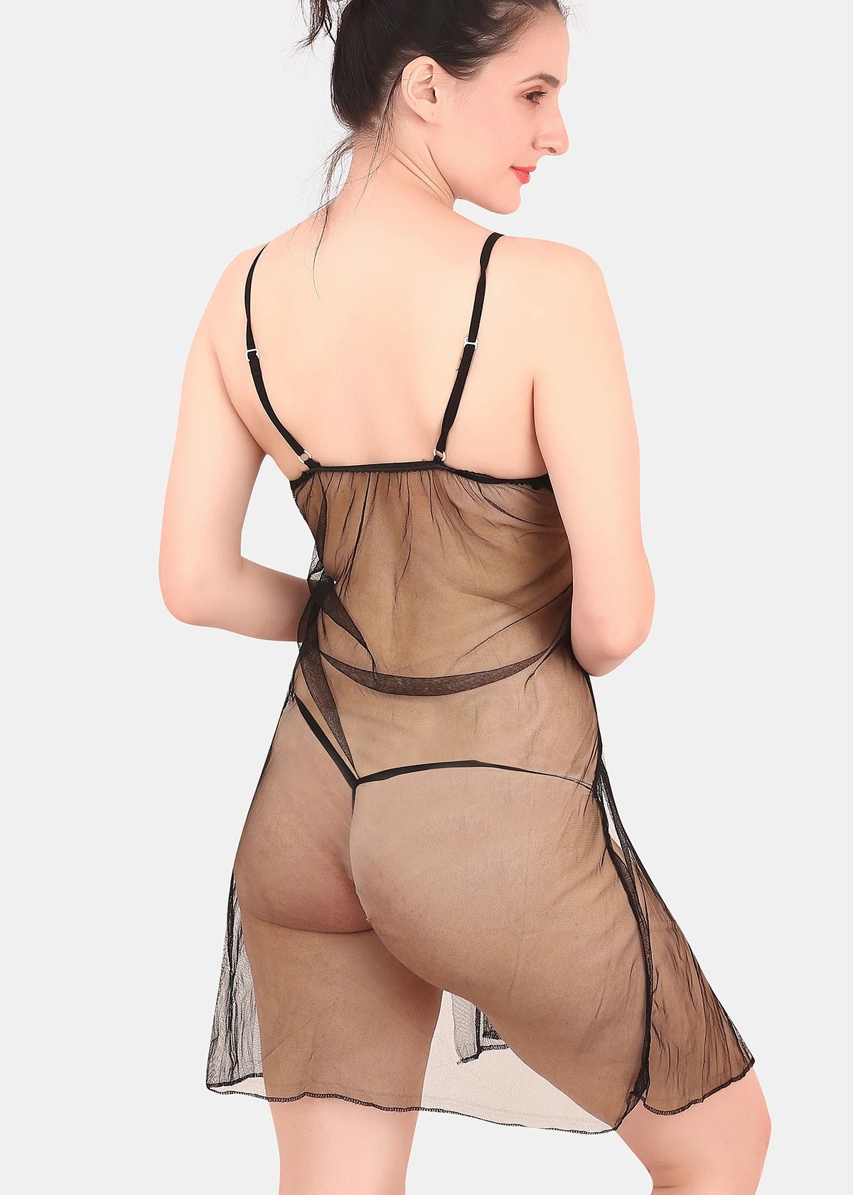 Black babydoll nighty back view
