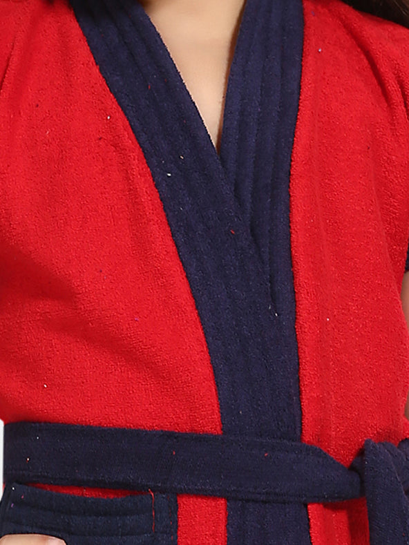 Red Two-Tone Kids Bath Robe for Girls