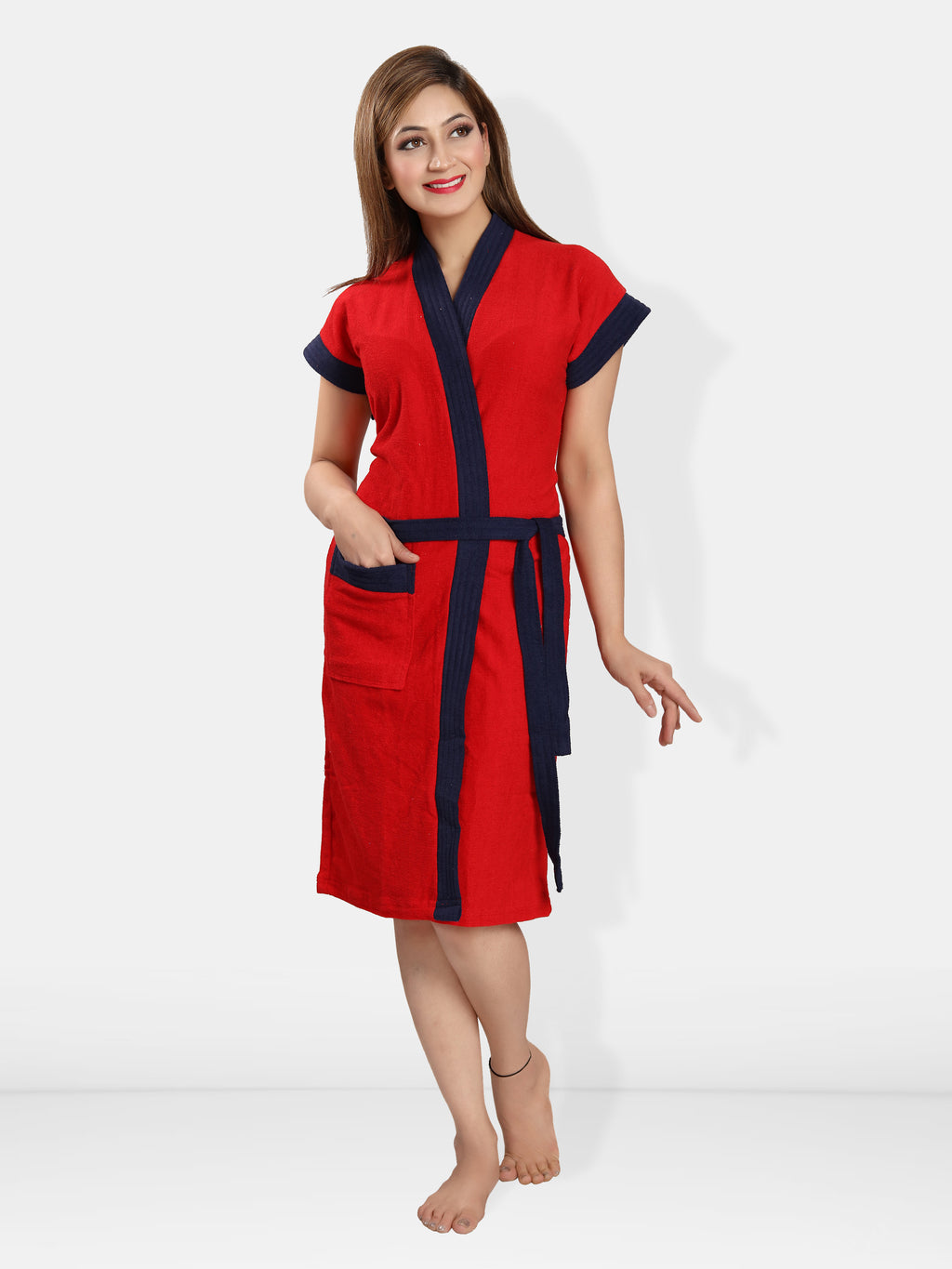 Red Two-Tone Kids Bath Robe for Girls