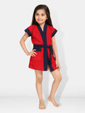 Red Two-Tone Kids Bath Robe for Girls