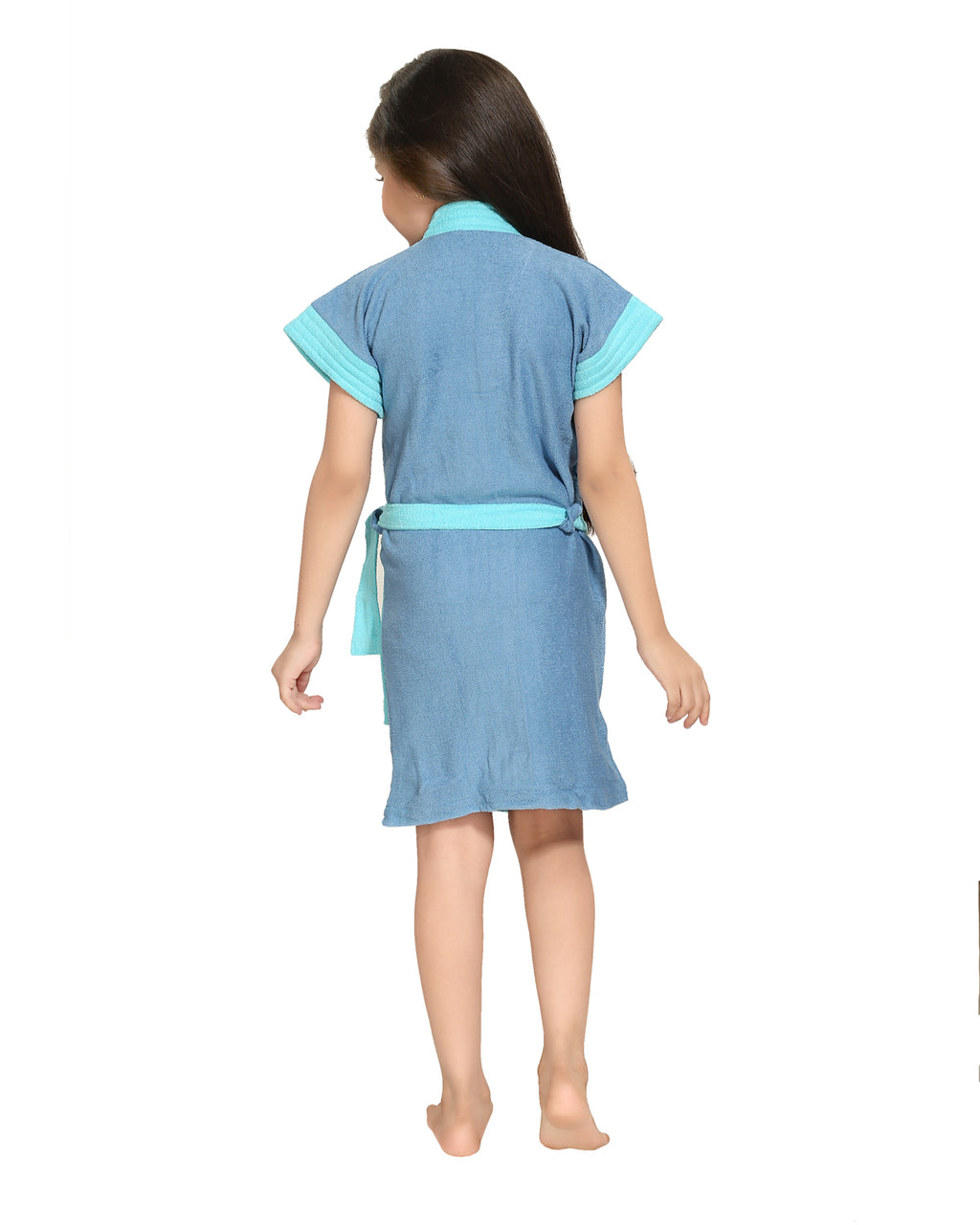 Kids Two-Tone Terry Cotton Bath Gown with Half Sleeves