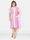 Pink Two-Tone Terry Cotton Bath Robe for Women