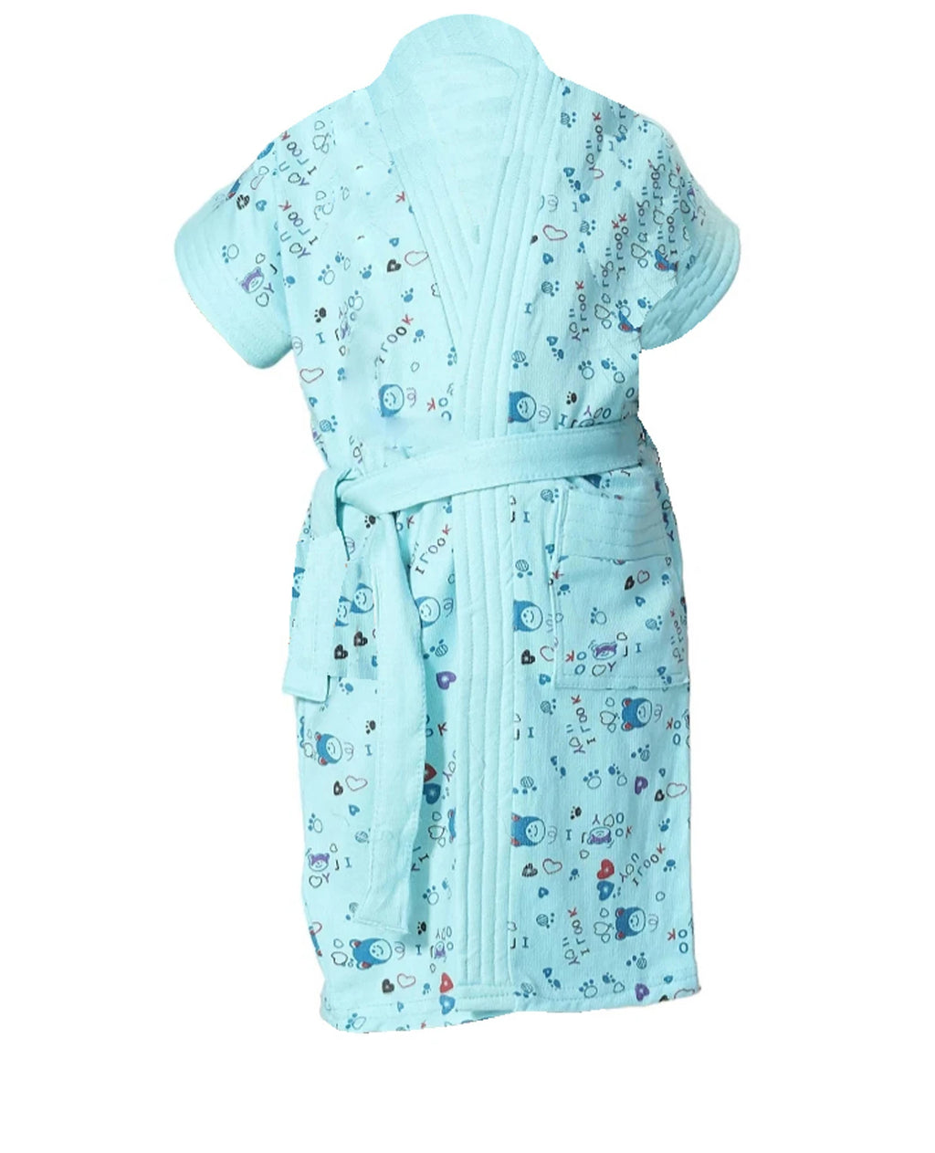 Terry Cotton Printed Half Sleeves Pack of 1 Bath Robe for Kids