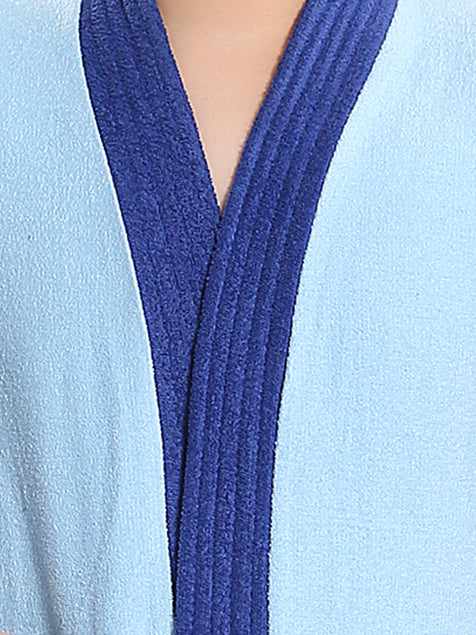 Two-Tone Terry Cotton Kids Bath Robe Neck