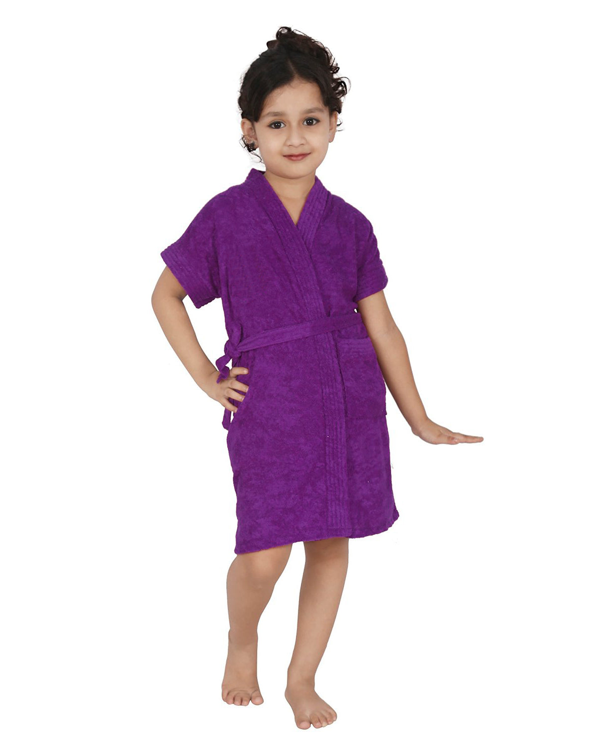 Solid Terry Cotton Bath Robe for Kids