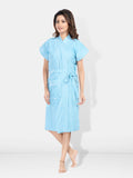 Terry Cotton Striped Half Sleeves Pack of 1 Bath Robe for Women