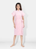 Orange Striped Terry Cotton Bath Robe for Women