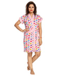 Pink Terry Cotton Hearts Print Half Sleeves Pack of 1 Bath Robe for Kids