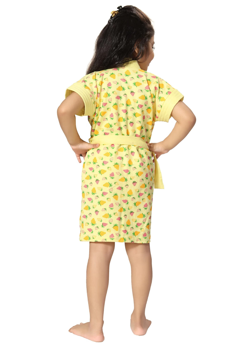 Terry Cotton Strawberry Printed Bath Gown for Kids