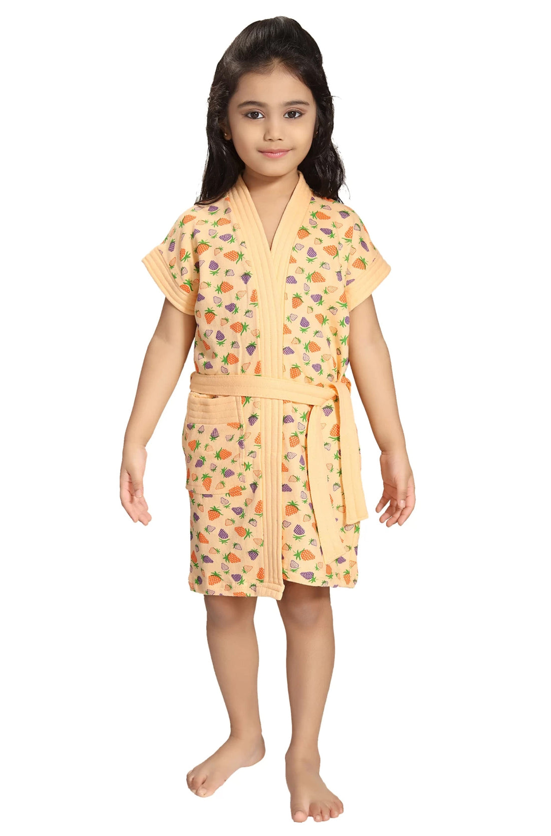 Kids Strawberry Print Terry Cotton Bath Robe 