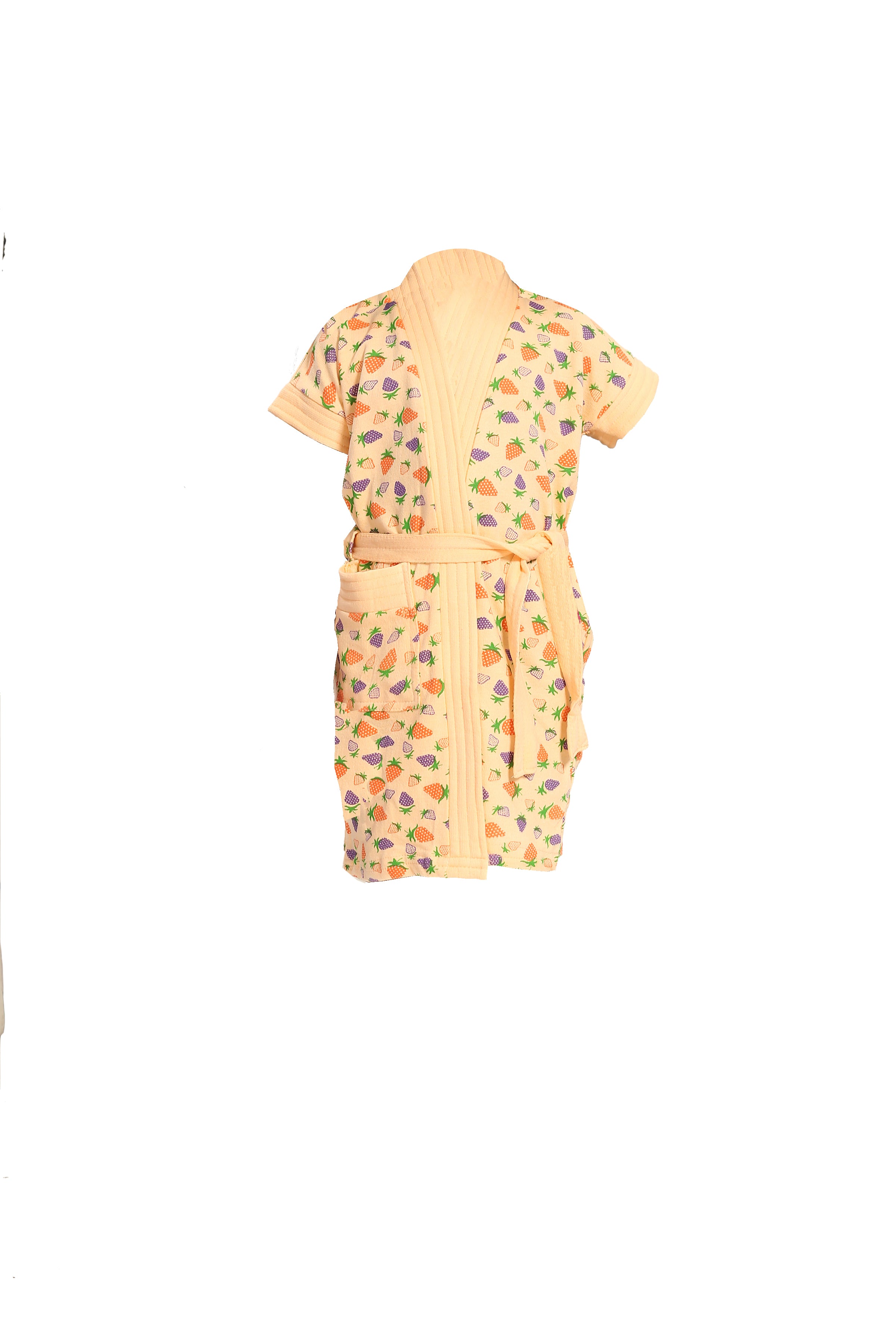 Strawberry Print Terry Cotton Kids Bath Robe