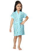 Kids Strawberry Print Terry Cotton Bath Robe with Half Sleeves