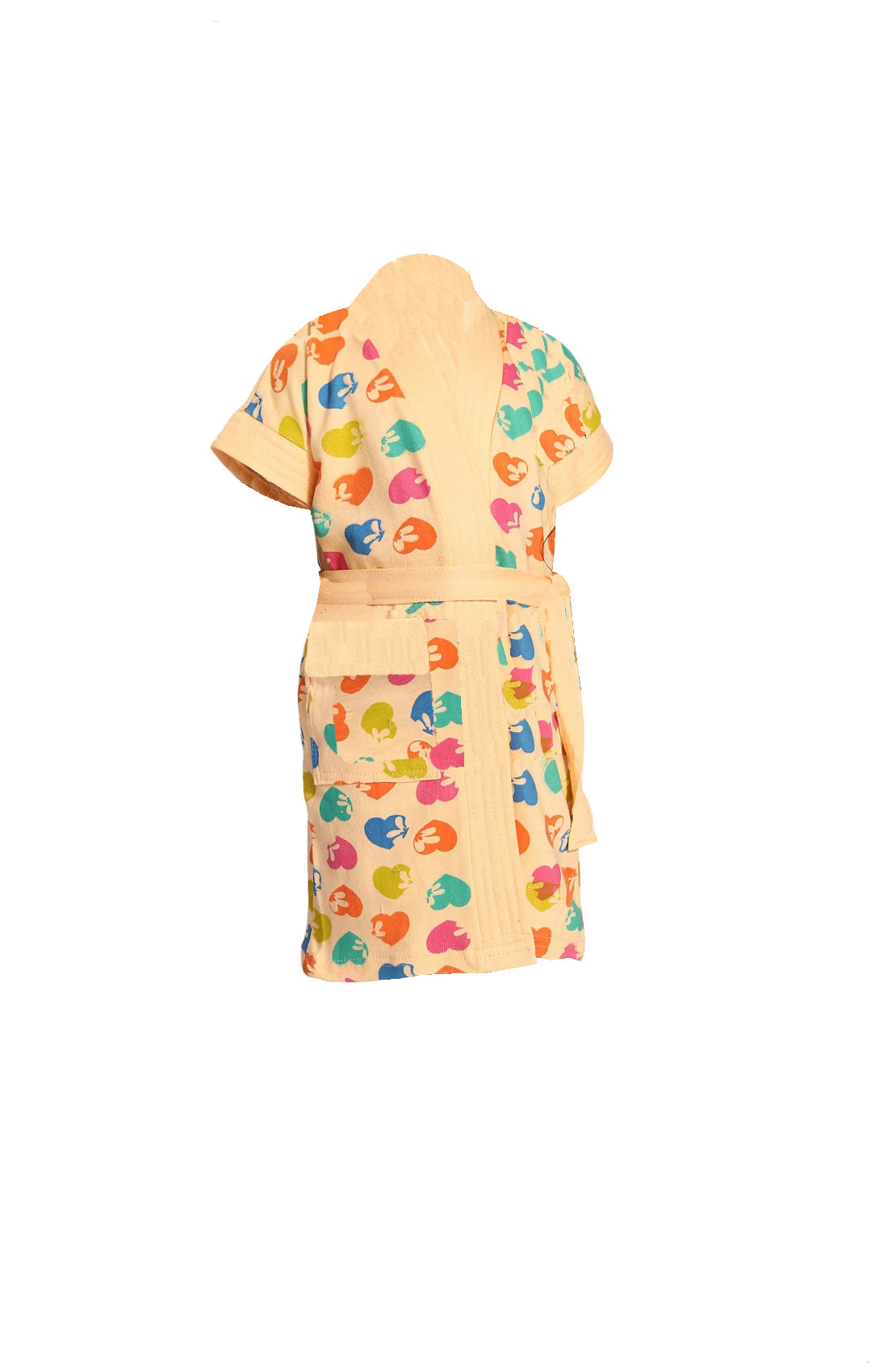 Hearts Print Terry Cotton Bathrobe for Kids Image