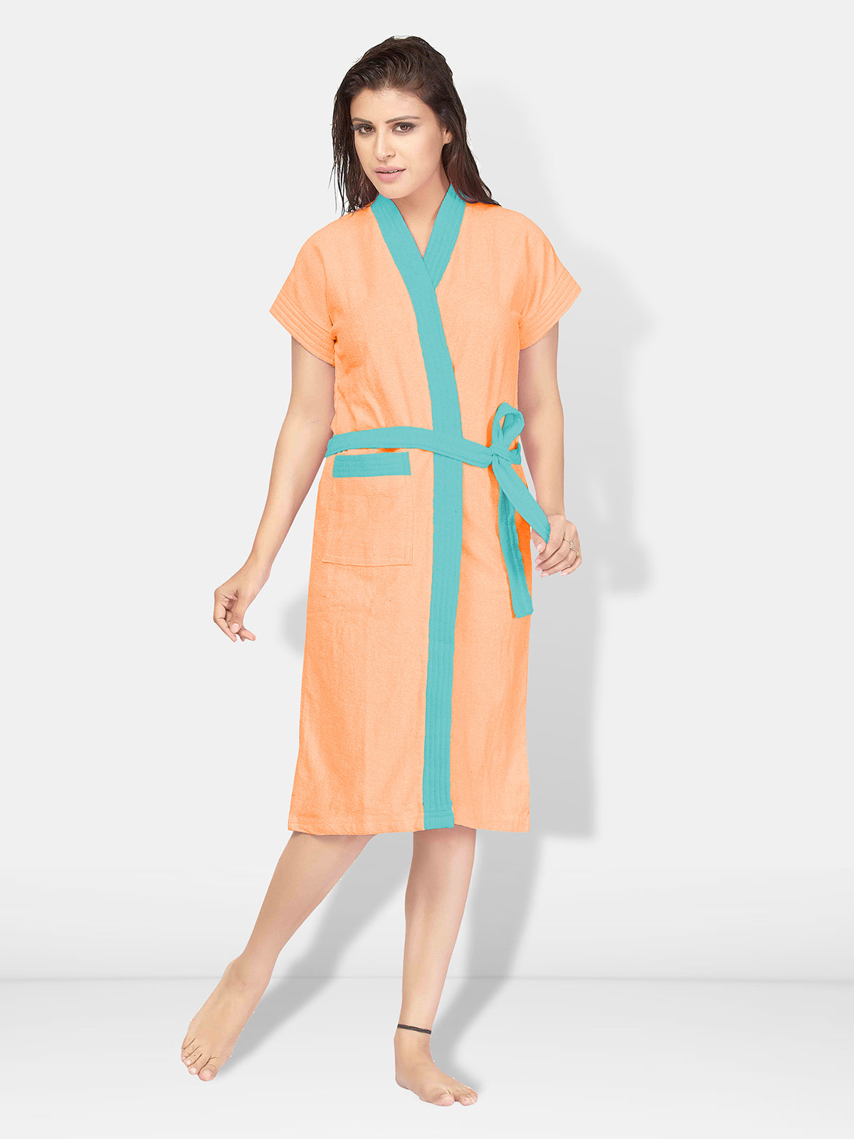 Orange Two Tone Terry Cotton Bath Robe