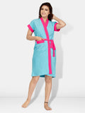 Two-tone terry cotton bath gown front view
