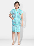 Kids Terry Cotton Letter Print Half Sleeves Bath Robe