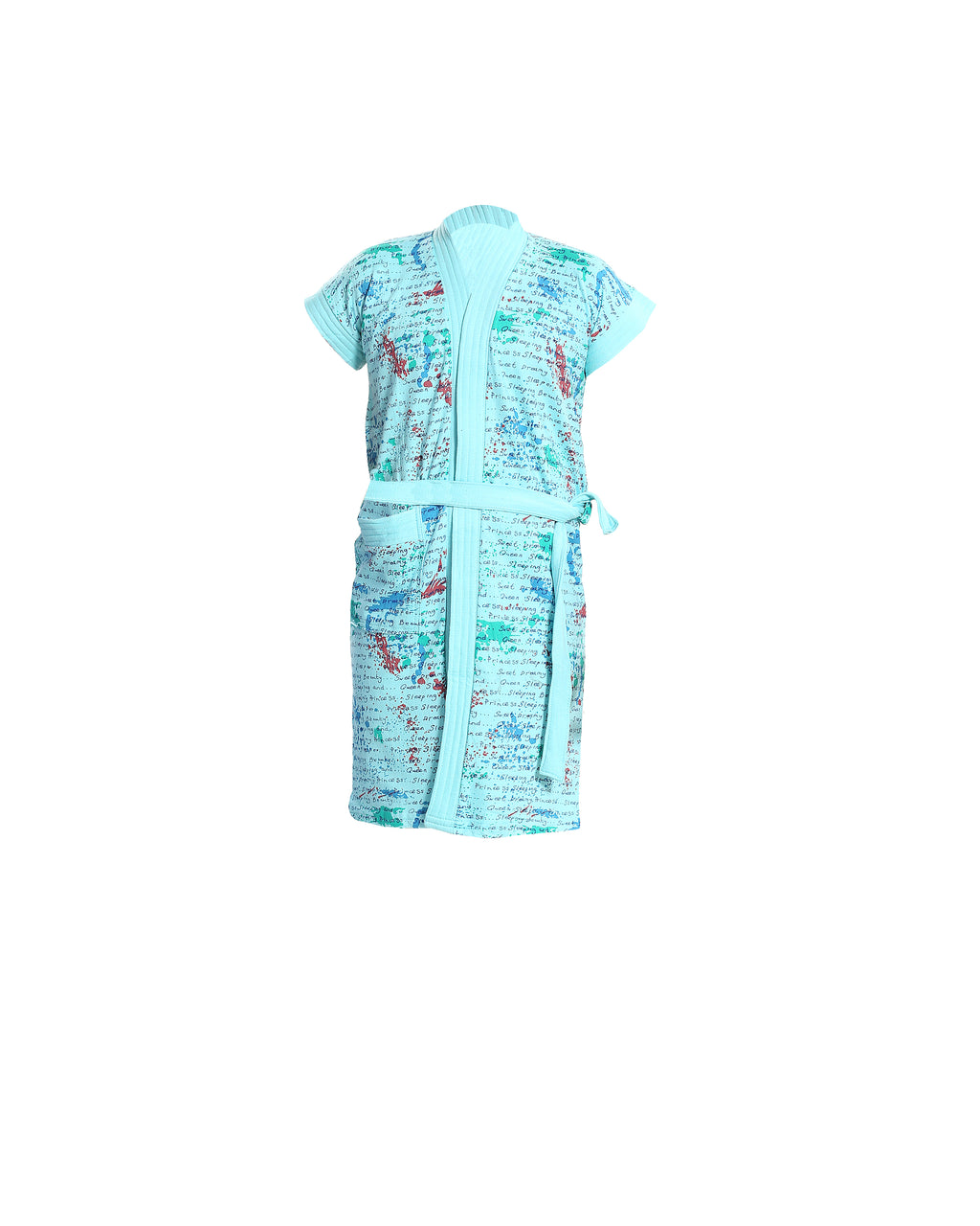 Kids Terry Cotton Letter Print Half Sleeves Bath Robe