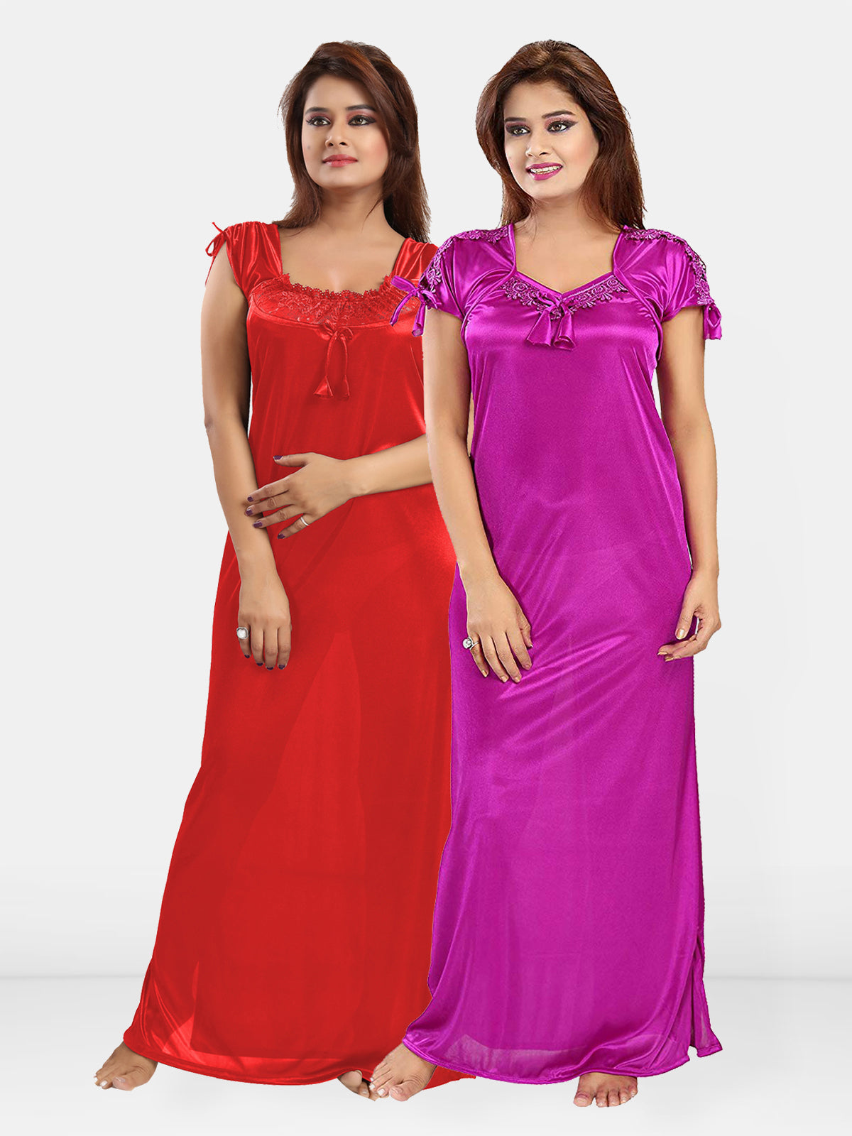 Pack Of 2 Women Solid Maxi Nightdress