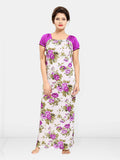 Women Printed Satin Maxi Nightdress