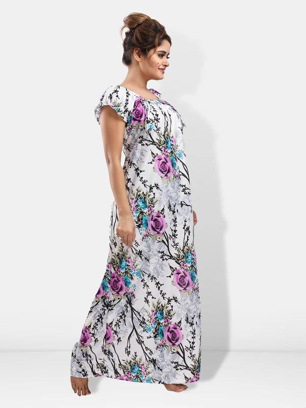 Short sleeve satin night gown ladies
