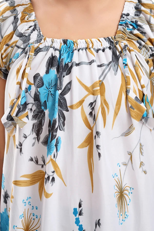 Women floral night wear satin fabric