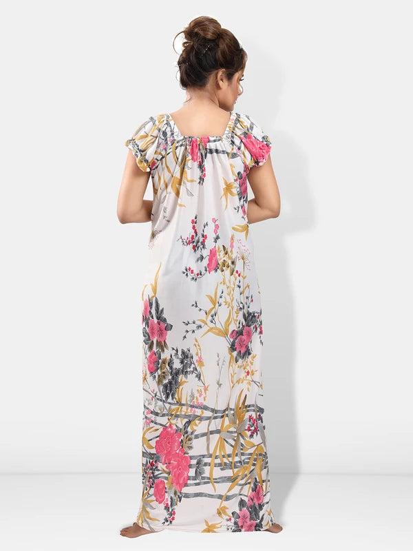 Pink floral nighty back view
