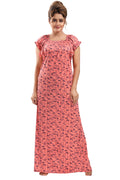 Sarina Satin Botanical Print Night Gown For Women Front