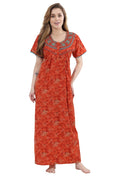 Short sleeve cotton night gown orange
