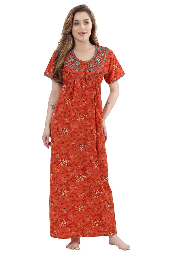 Short sleeve cotton night gown orange

