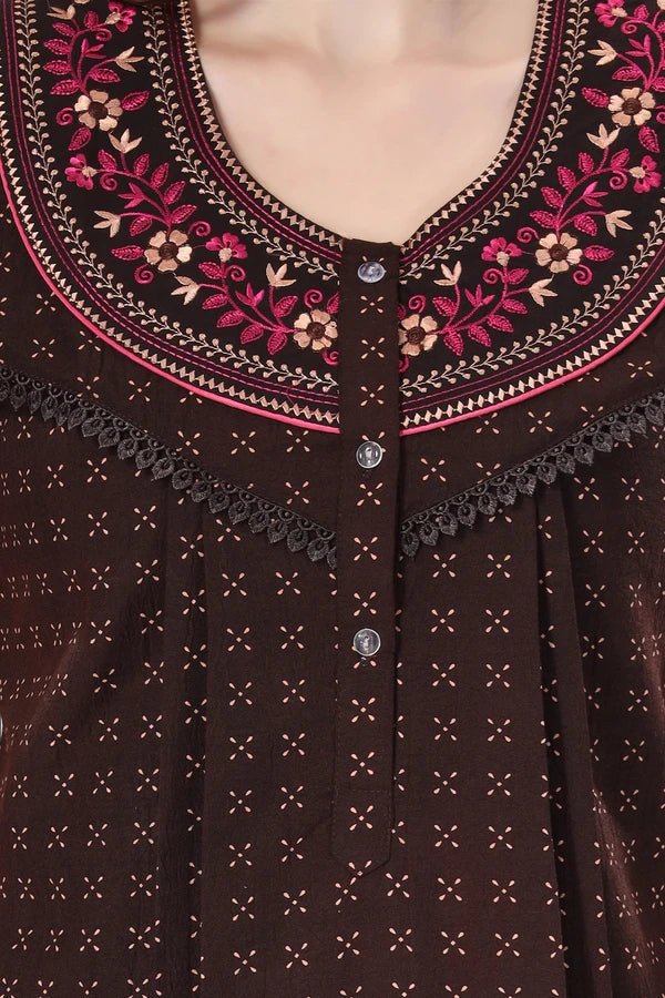 Women brown crush cotton night gown
