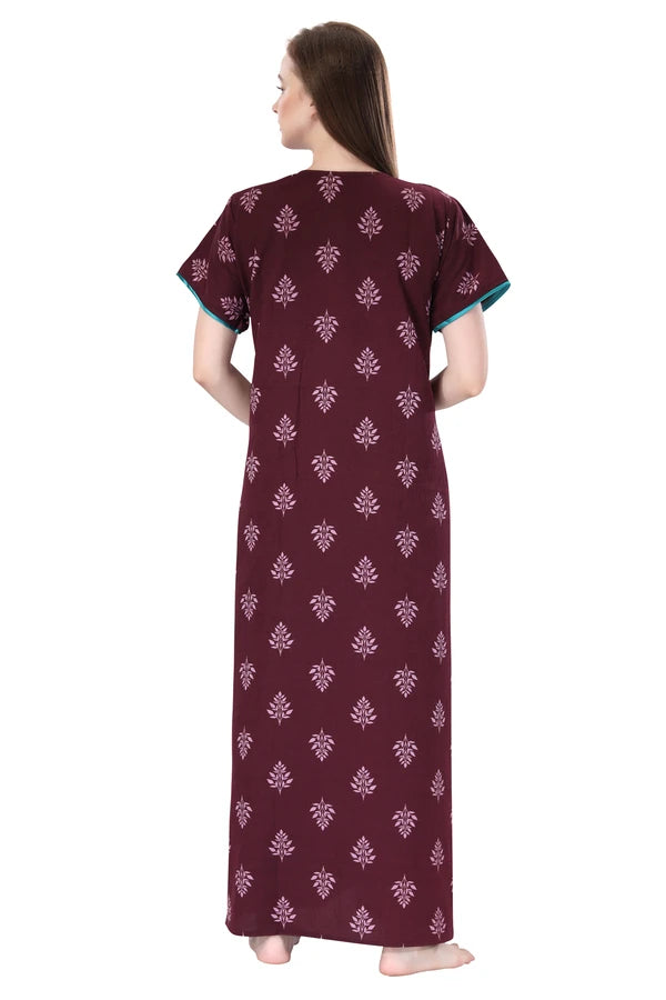 Comfort fit women night gown in plum color
