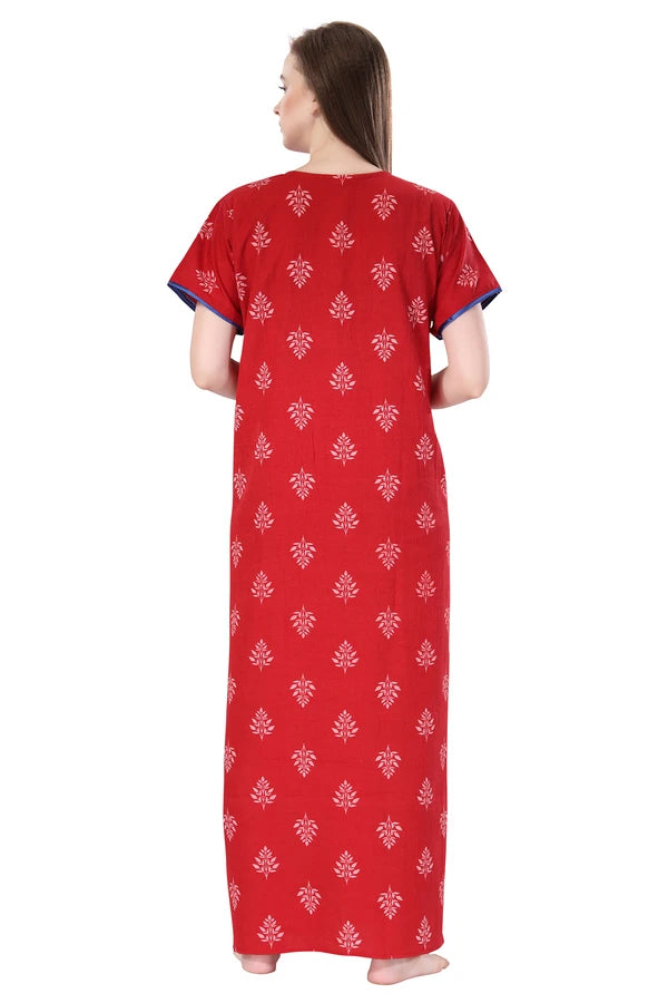 Soft crush cotton night gown with elegant print