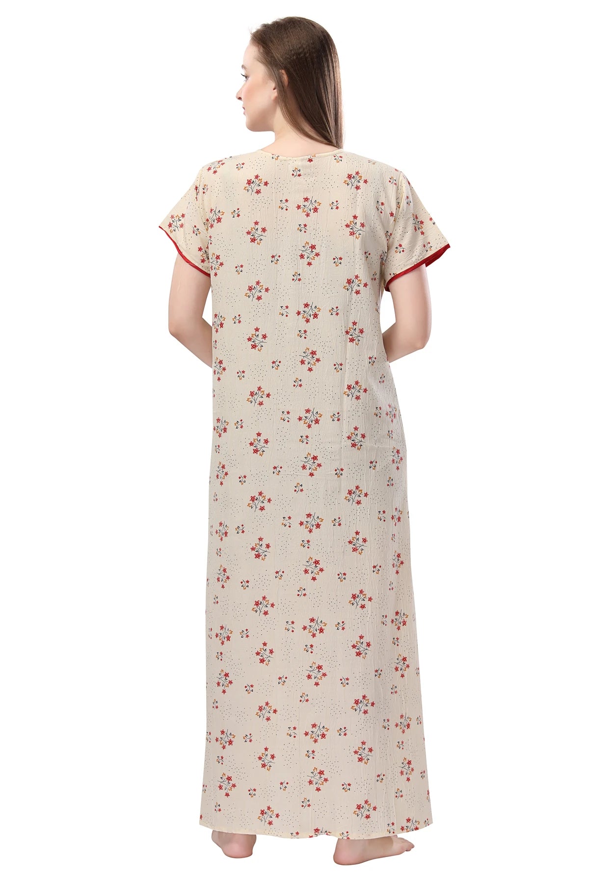 Maxi length cotton night gown with pocket
