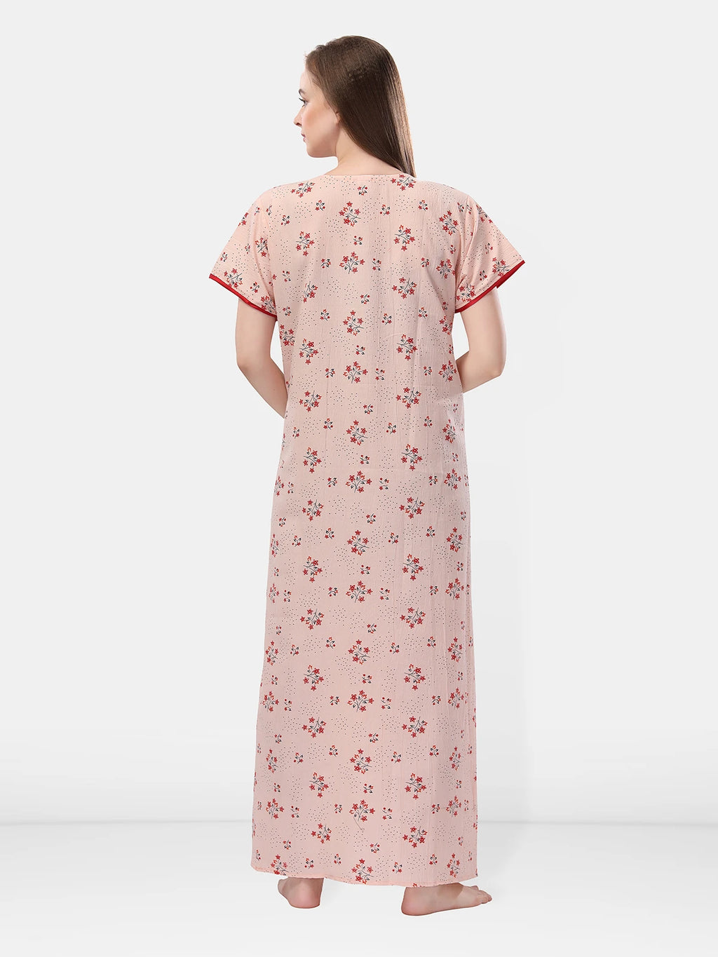 light peach cotton night gown for women
