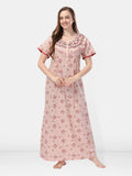 short sleeves peach nighty with pocket
