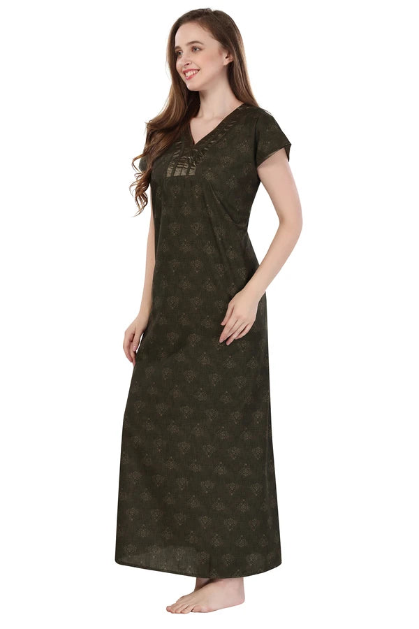 Short sleeve cotton nighty for women
