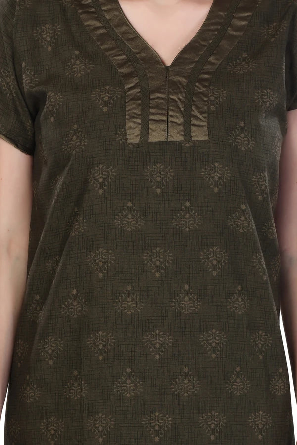 V neck lace cotton night dress women
