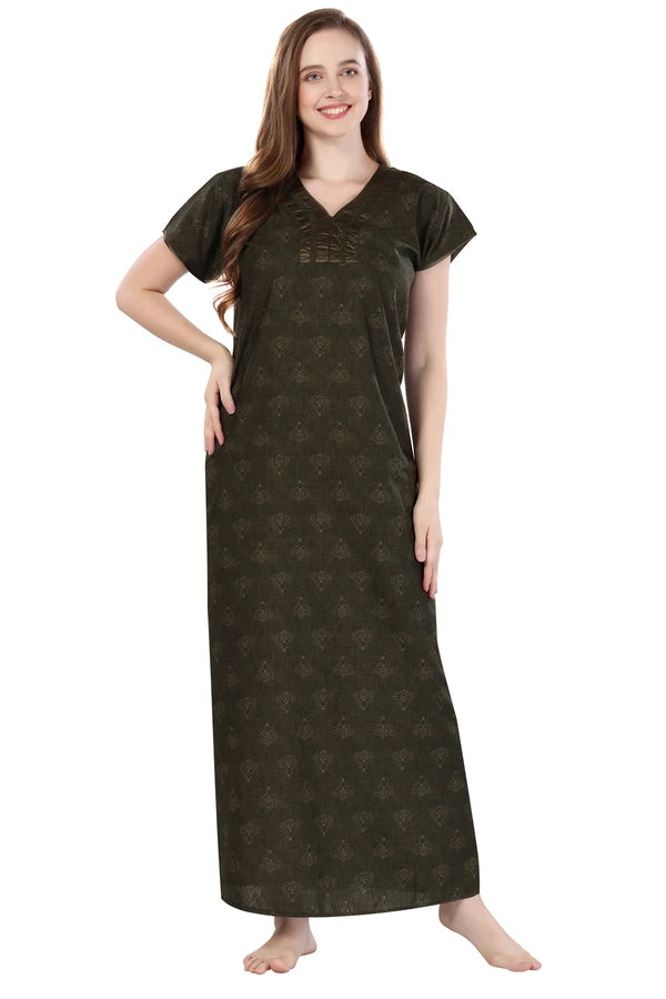 Women seaweed green night gown front view
