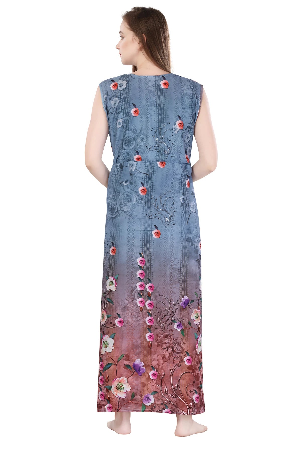 botanical print sleeveless maxi nighty
