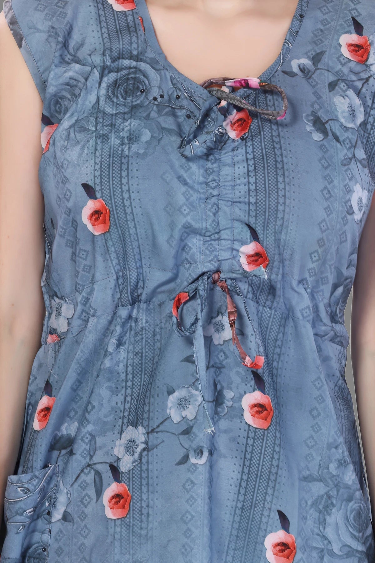 slate grey rayon night gown for women
