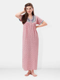 Light Pink Cotton Embroidered Night Gown