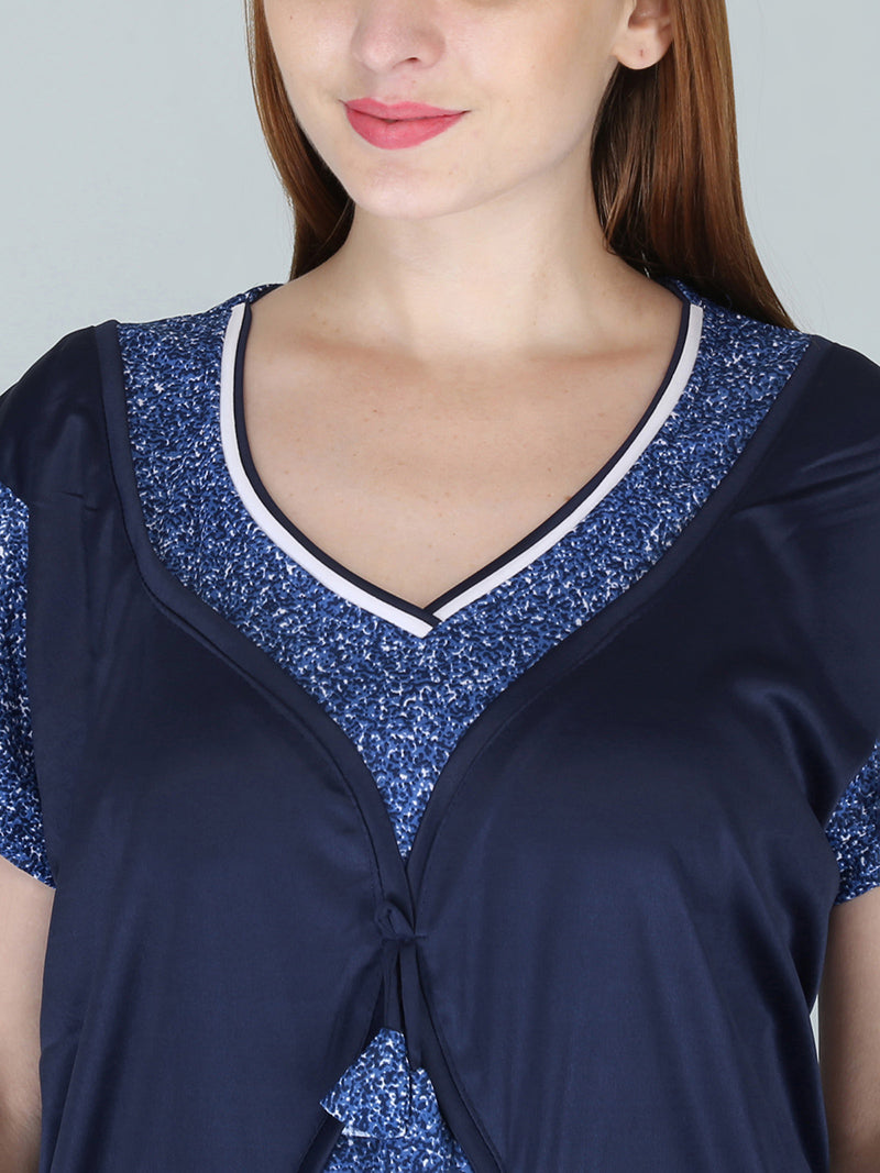 Blue Sarina Satin Printed Short Sleeves Pack of  for Women
