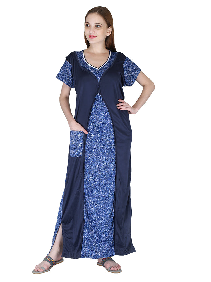 Blue Sarina Satin Printed Short Sleeves Pack of  for Women