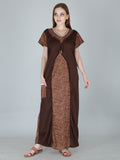 Brown Sarina Satin Printed Short Sleeves Pack of  for Women