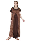 Brown Sarina Satin Printed Short Sleeves Pack of  for Women