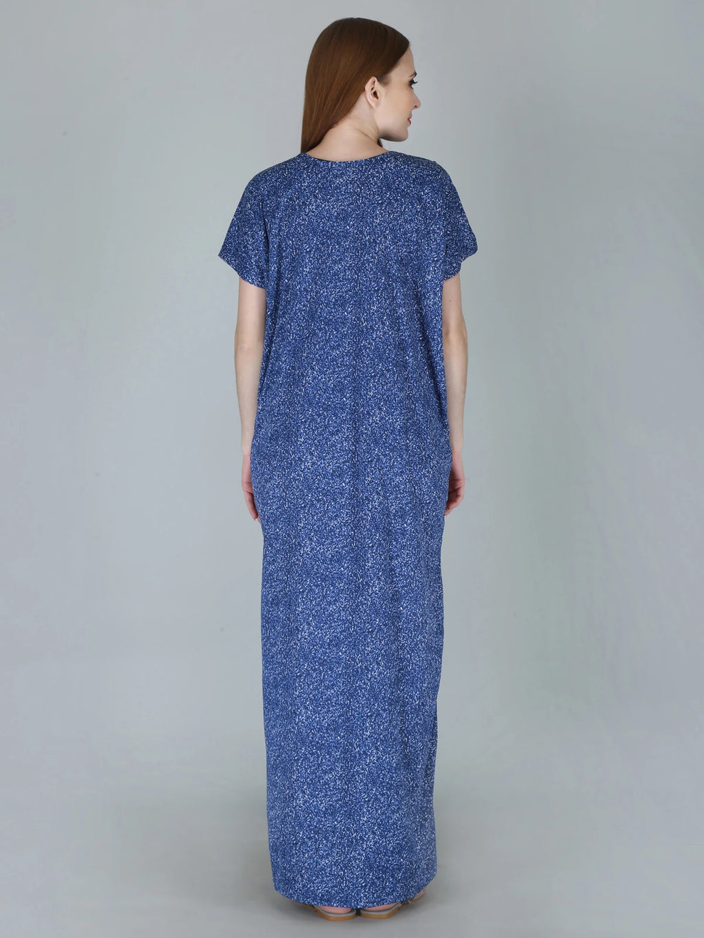 short sleeve blue nightwear gown for ladies

