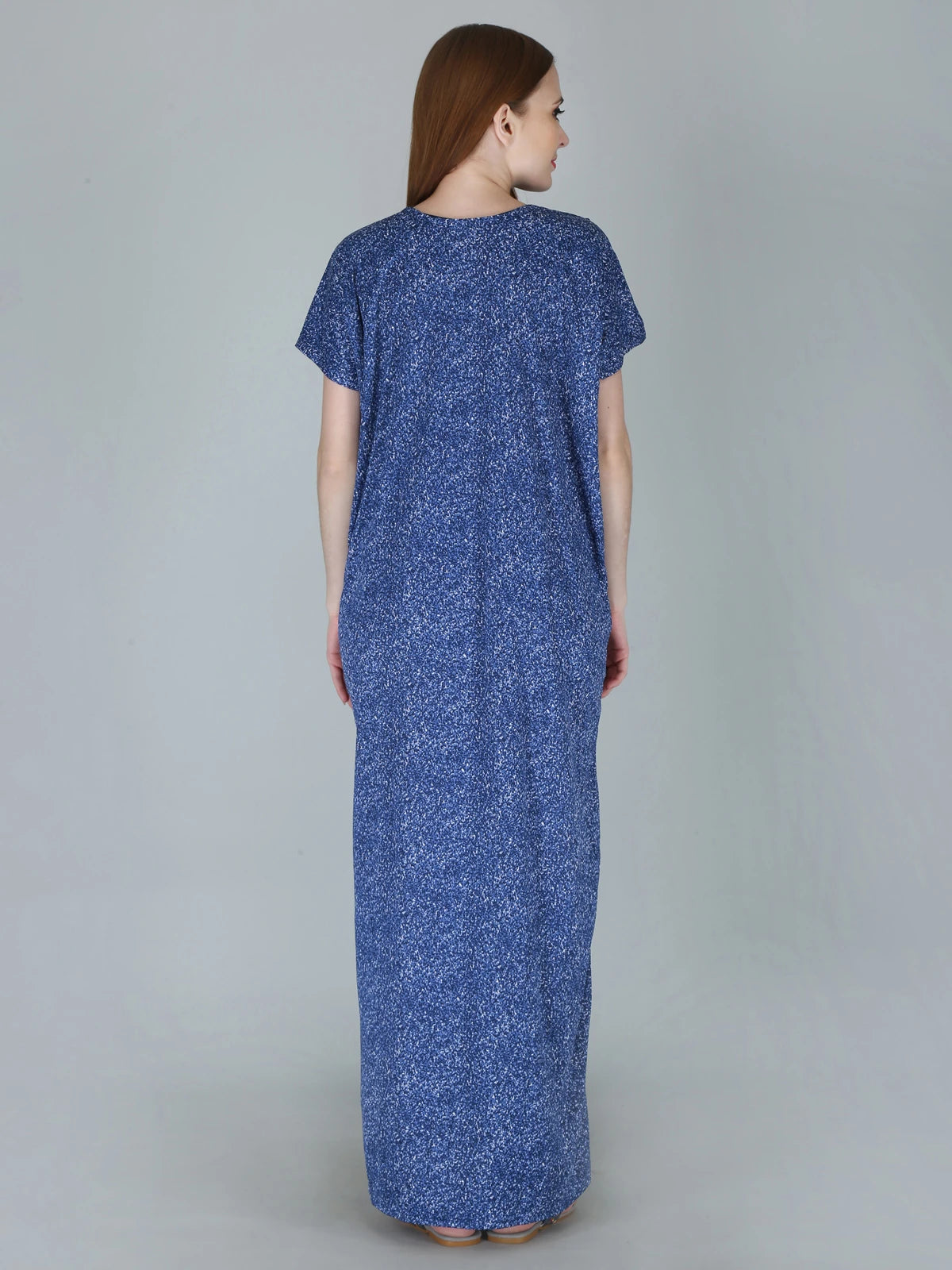 short sleeve blue nightwear gown for ladies

