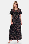 Printed Embroidered Alpine Cotton Nighty / Night Gowns For Women