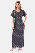 Printed Embroidered Alpine Cotton Nighty / Night Gowns For Women