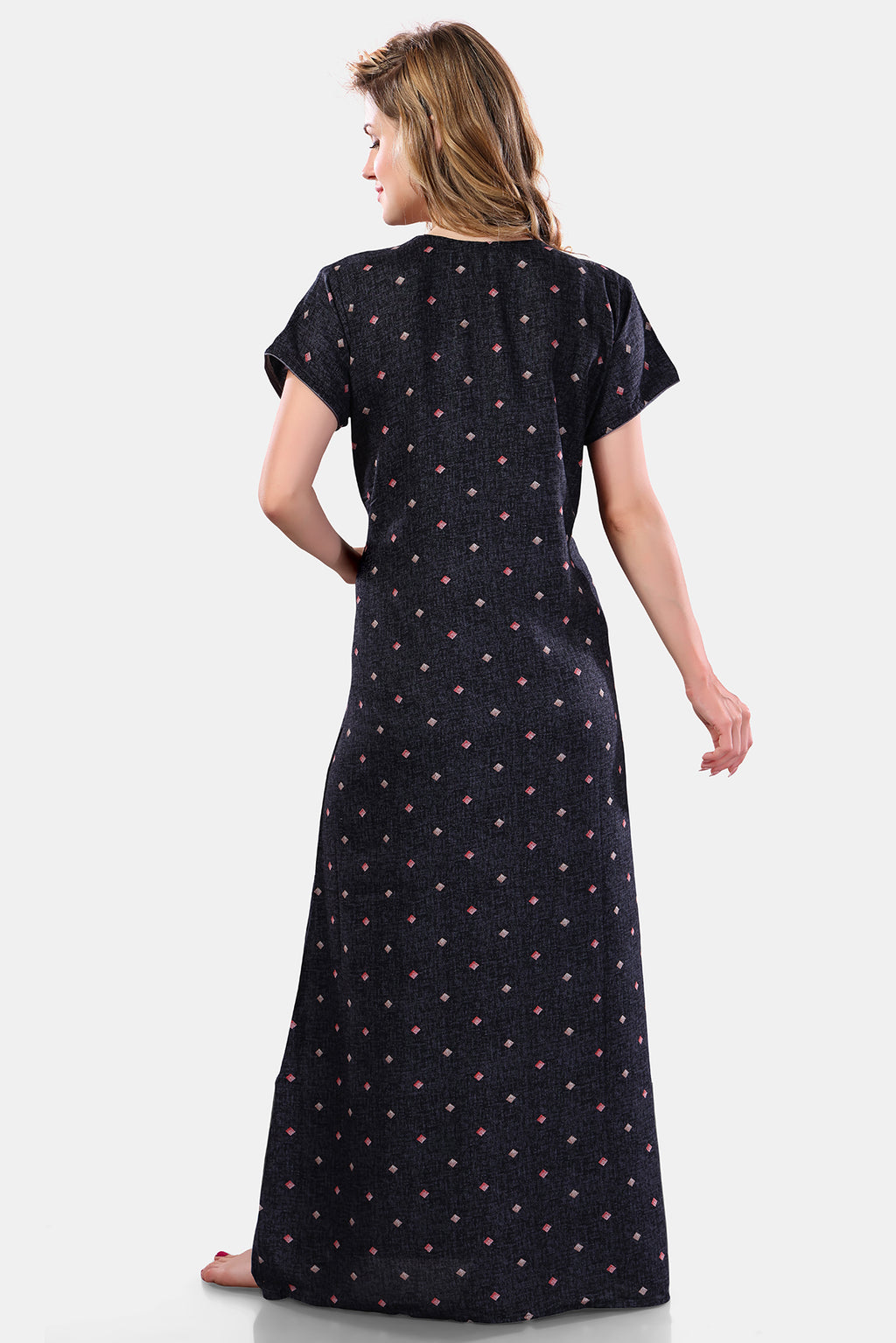 Printed Embroidered Alpine Cotton Nighty / Night Gowns For Women